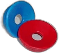 Red and Blue Foam Rubber Ear Cushions